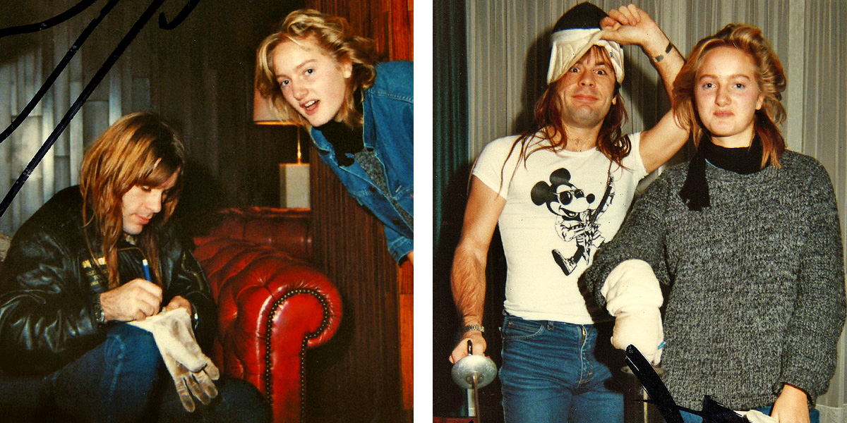 Bruce Dickinson fencing with Anne Moulaert in Brussels